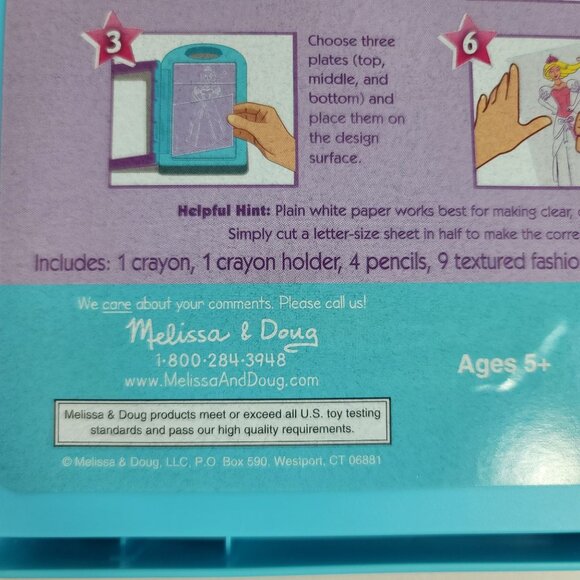 Melissa & Doug Princess Fashion Design Activity Kit Set of 2 Rubbing Arts Crafts - Picture 8 of 8